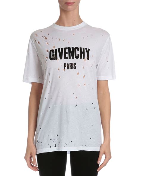 givenchy distressed white shirt|givenchy t shirt with holes.